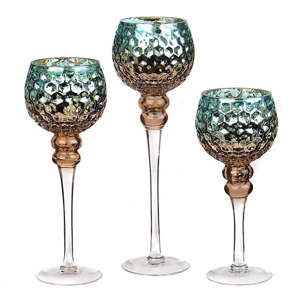 Blue & Brown Mercury Glass Charisma, Set of 3